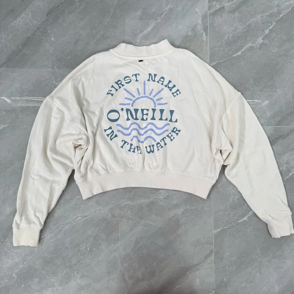 Women’s O'Neill Moment Crop Crew Neck Cropped Oversized Fleece Sweatshirt Medium - Picture 10 of 16